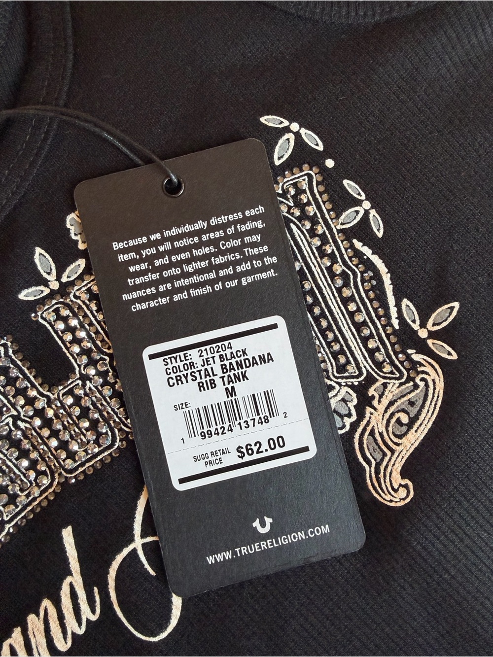 True Religion Crystal Ribbed Tank Top - Picture 3 of 4